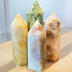 Natural Crystal Obelisk Tower Collection (4 Piece)